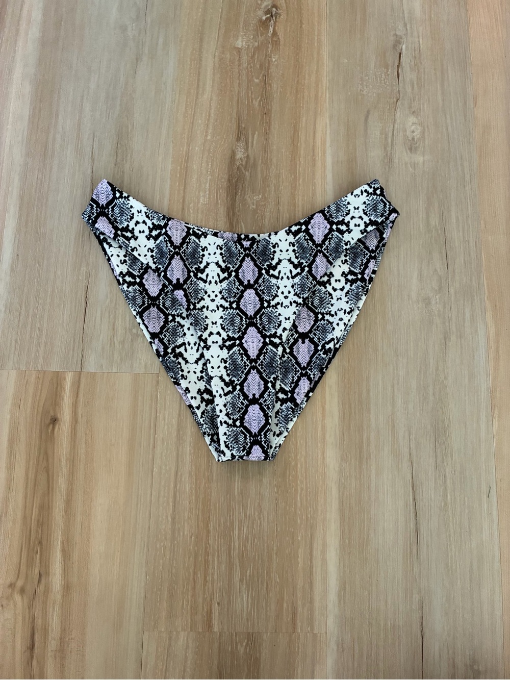 Snake Print Bikini Bottom in Black, Cream & Lilac